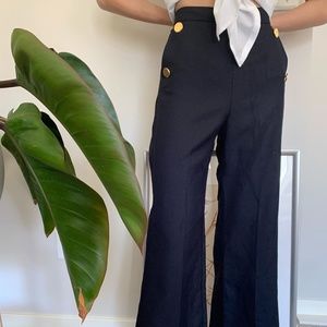 Zara | Wide Leg Flare Pant w/ Gold Buttons